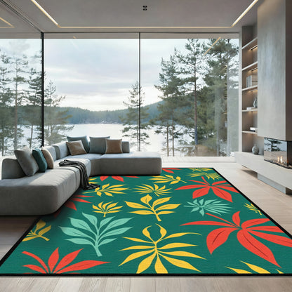 Vibrant Red Yellow Leaf Foliage Rug
