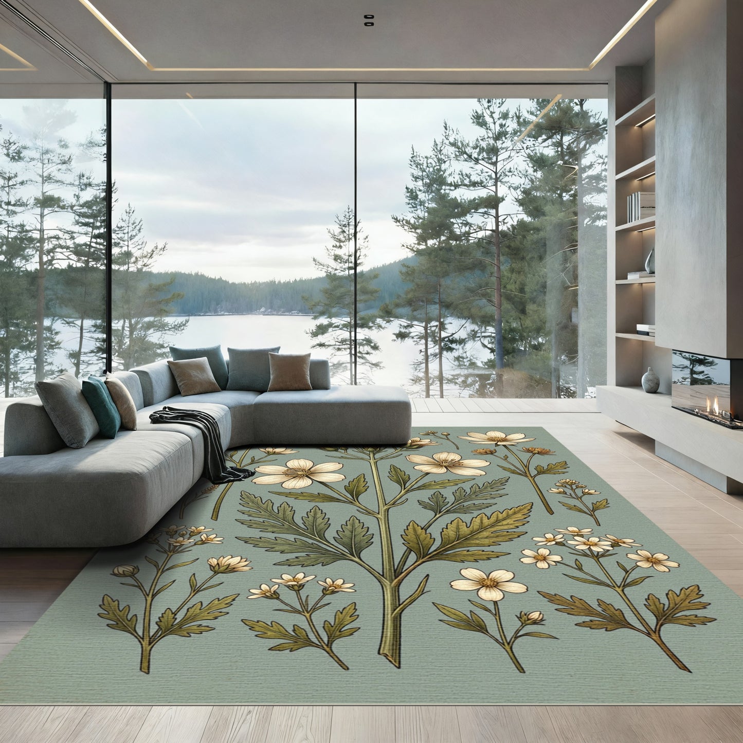 Botanical Cream Wildflower Sage Meadow Rug