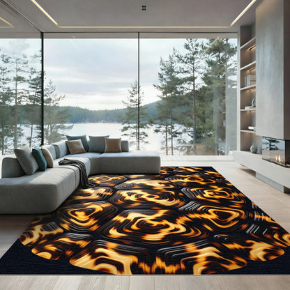 Amber Tortoiseshell Geometric Gradient Hexagon Rug