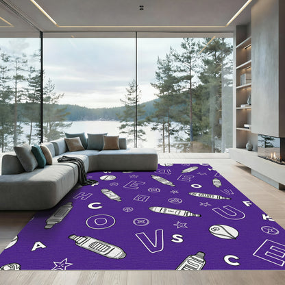 Purple White Alphabet Letter Pattern Rug
