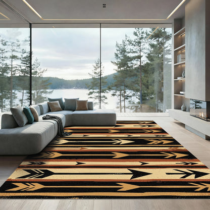Tribal Arrow In Earthy Tone Stripes Rug