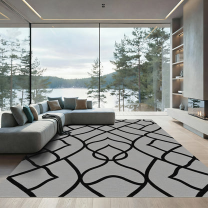 Monochromatic Interlocking Scrollwork Rug