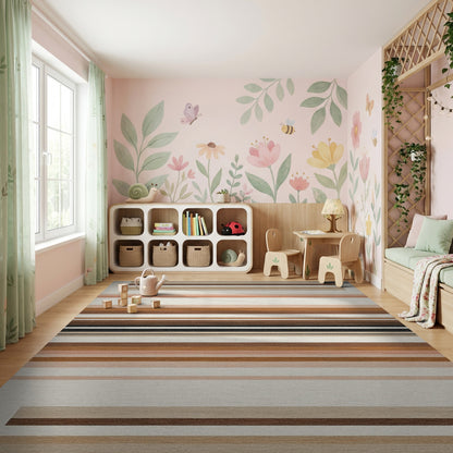 Warm Horizontal Striped Earth Tones Rug
