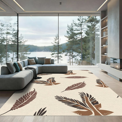 Brown Feather Winged Swirl Rug