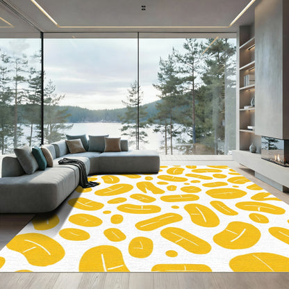 Sunshine Yellow Abstract Bean Shapes Rug
