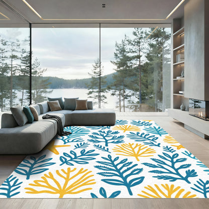 Yellow Starfish Blue Coral Arrangement Rug