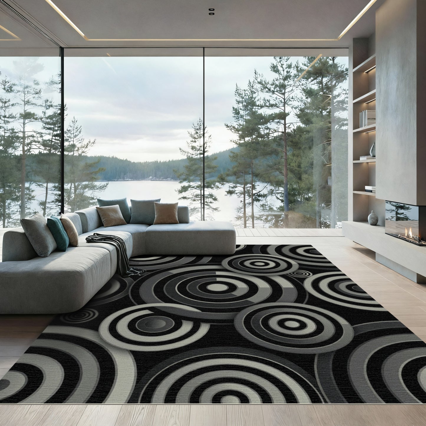 Monochromatic Circular Overlapping Composition Rug