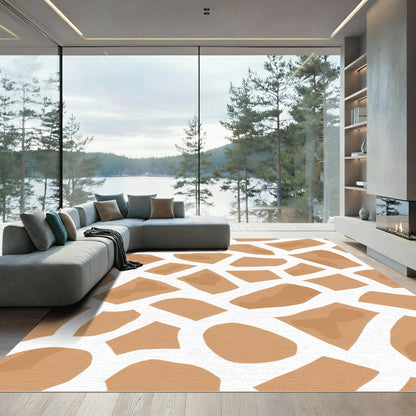 Camel Brown Abstract Giraffe Spots Rug
