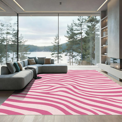 Pink Zebra Print Waves Rug