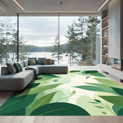 Verdant Leaf Overlap Botanical Blend Rug