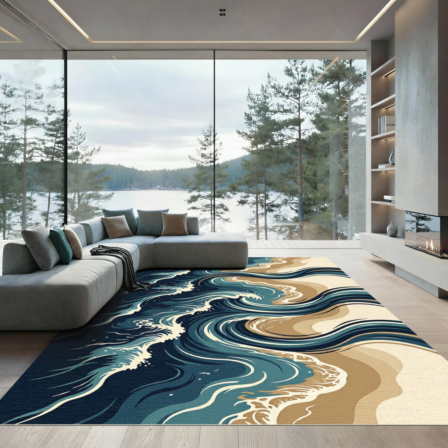 Abstract Ocean Swirl Wave Rug
