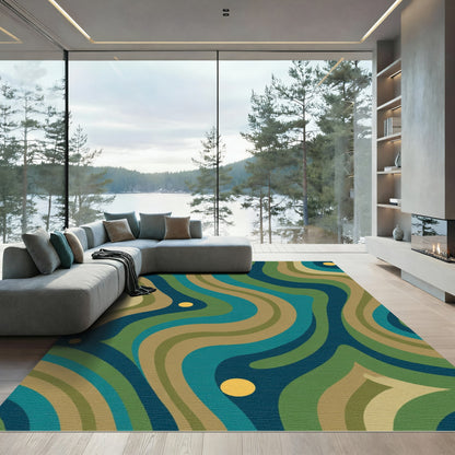 Retro Wavy Organic Swirl Rug