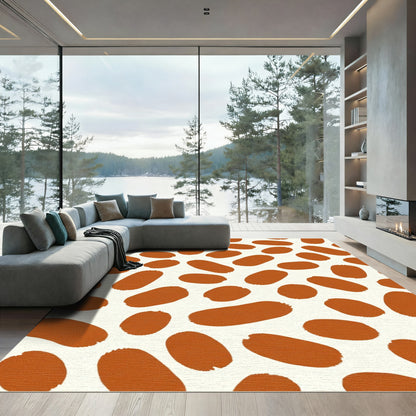 Terracotta Stripe Abstract Spots Rug