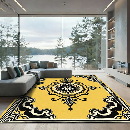 Golden Yellow Ornamental Medallion Rug