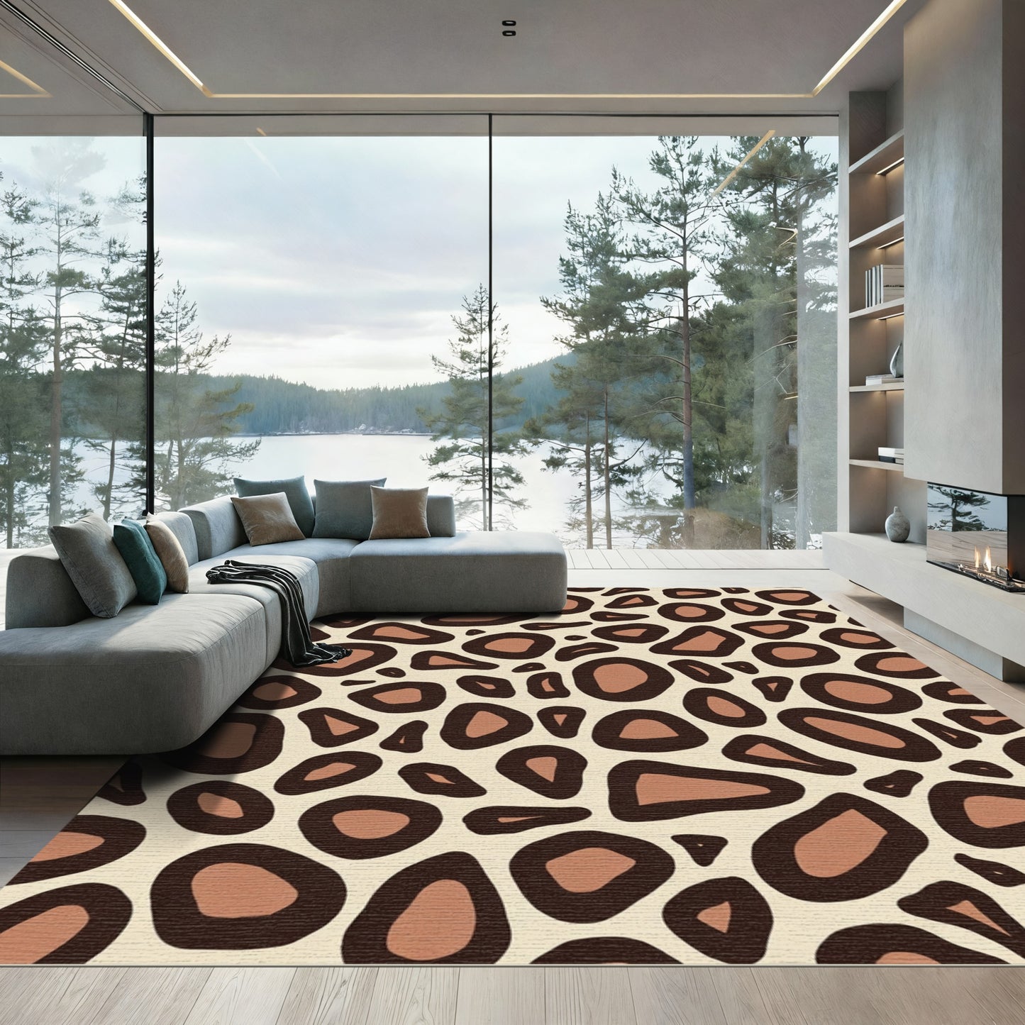 Brown Cream Organic Spots Rug