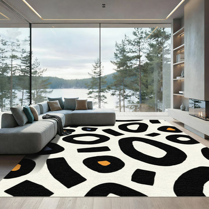Abstract Black Orange Blue Blobs Rug