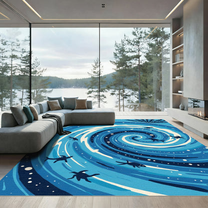 Blue Swirl Marine Life Rug