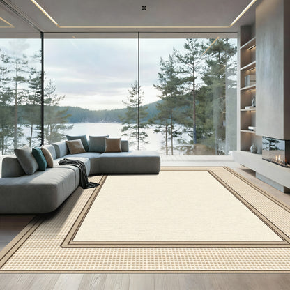 Tonal Squares Bordered Field Rug