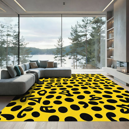 Bold Yellow Black Animal Spots Rug