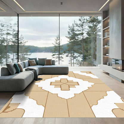 Neutral Earth Tone Arch Medallion Rug
