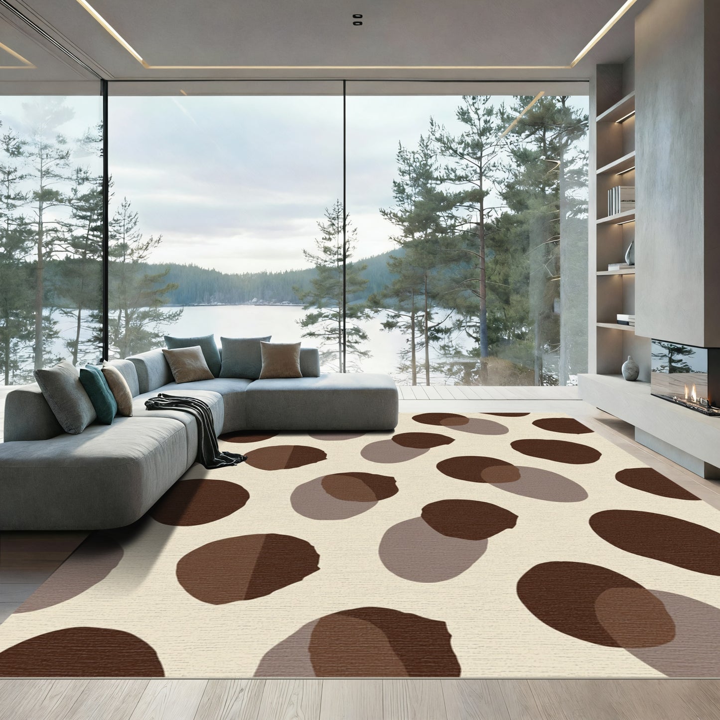 Brown Polka Dot Overlay Rug
