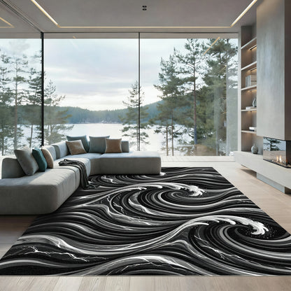 Monochromatic Deep Wave Swirl Rug