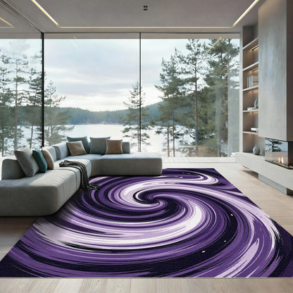 Deep Purple Swirl Abstract Rug