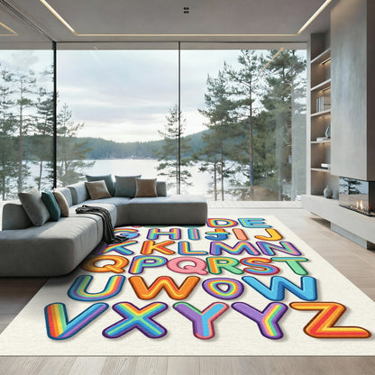 Colorful Rainbow Alphabet Letter Wall Art Rug