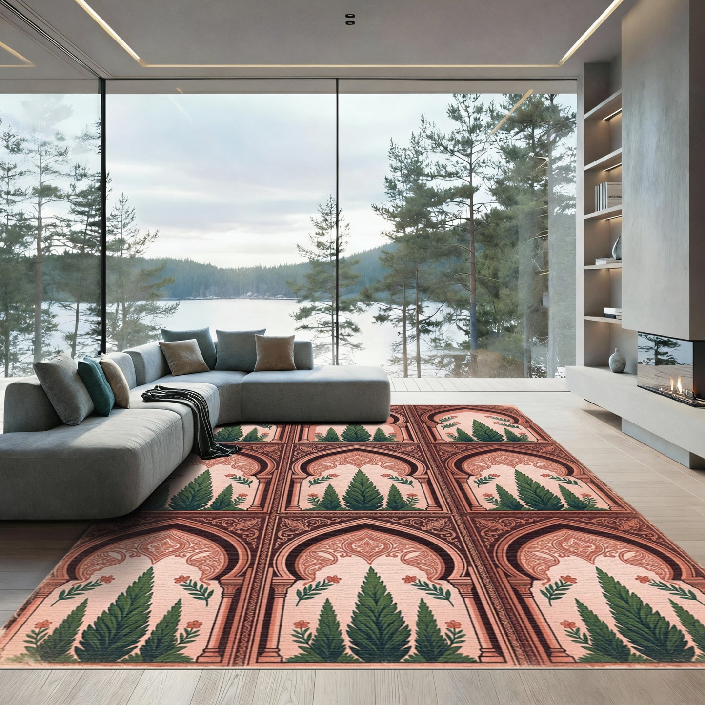 Archway Cypress Tree Botanical Terracotta Rug