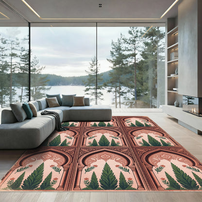 Archway Cypress Tree Botanical Terracotta Rug