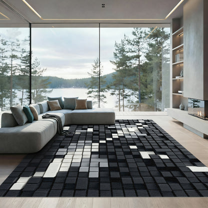 Monochromatic Geometric 3D Abstract Block Rug