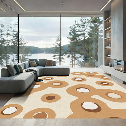 Earthy Tone Abstract Blob Circles Rug