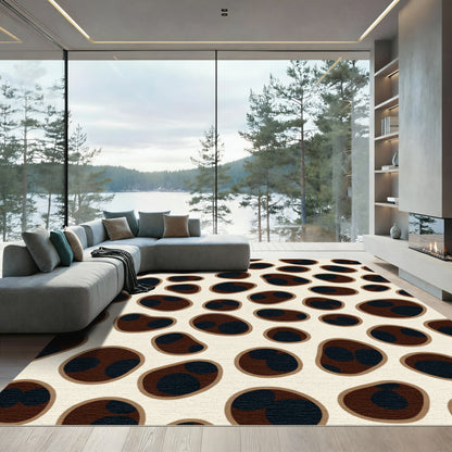 Brown and Black Spotted Oval Rug