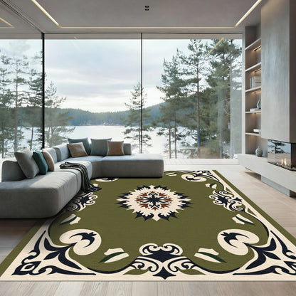 Olive Ornamental Mandala Medallion Rug