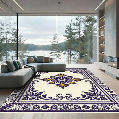 Bold Indigo Golden Floral Accent Rug