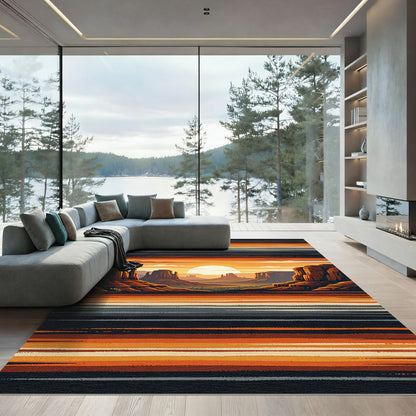 Southwestern Desert Sunset Horizon Stripe Rug