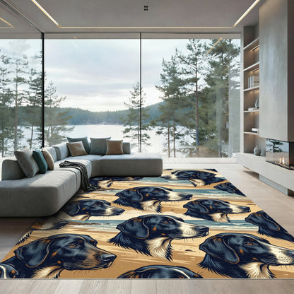 Coastal Hound Portrait Seashore Illustration Rug