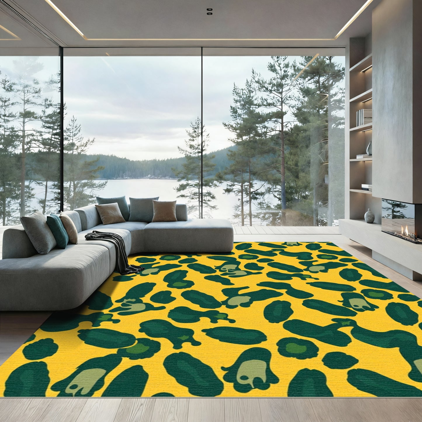 Bold Yellow Leopard Spots Rug