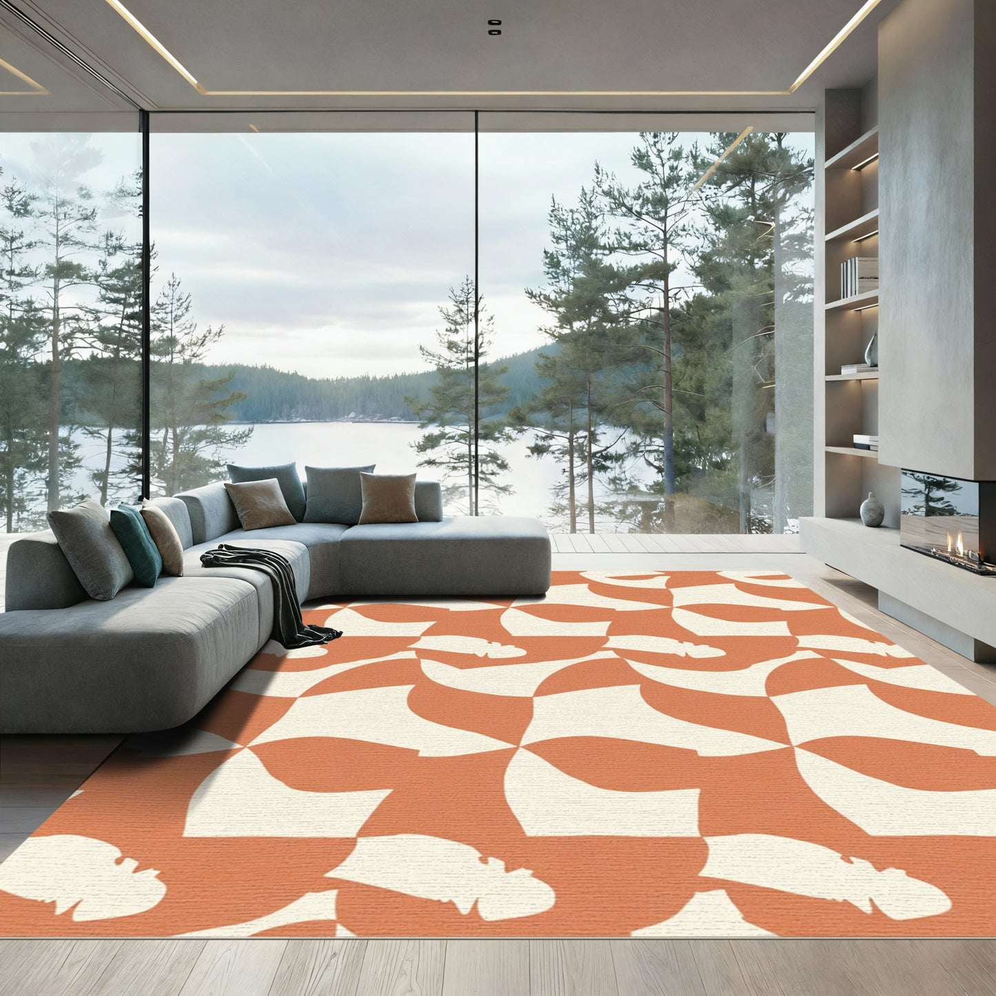 Retro Tilted Checkered Abstract Rug