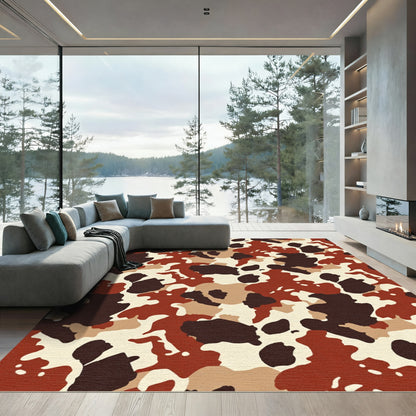 Rustic Earth Red Camouflage Blend Rug