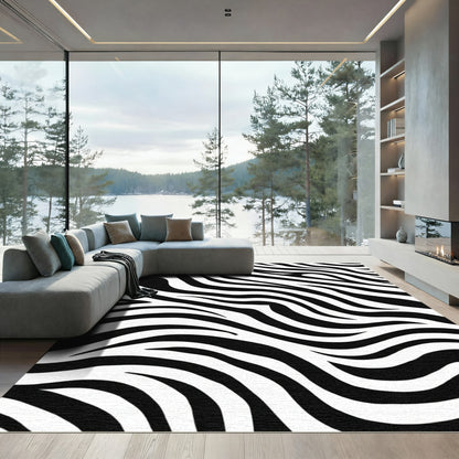 Monochromatic Zebra Striped ContemporaryRug Rug