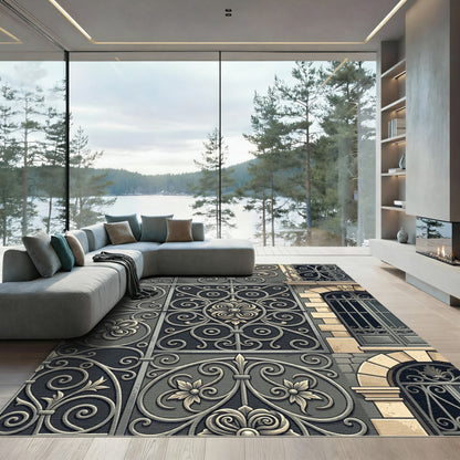 Fleur De Lis Wrought Iron Scroll Rug