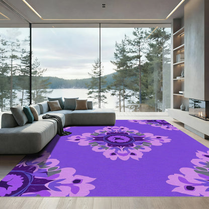 Purple Lilac Floral Medallion Rug