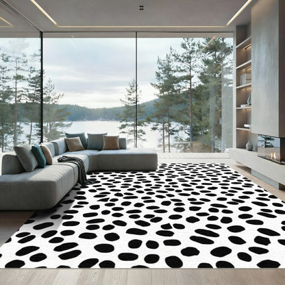 Black White Polka Dot Splash Rug