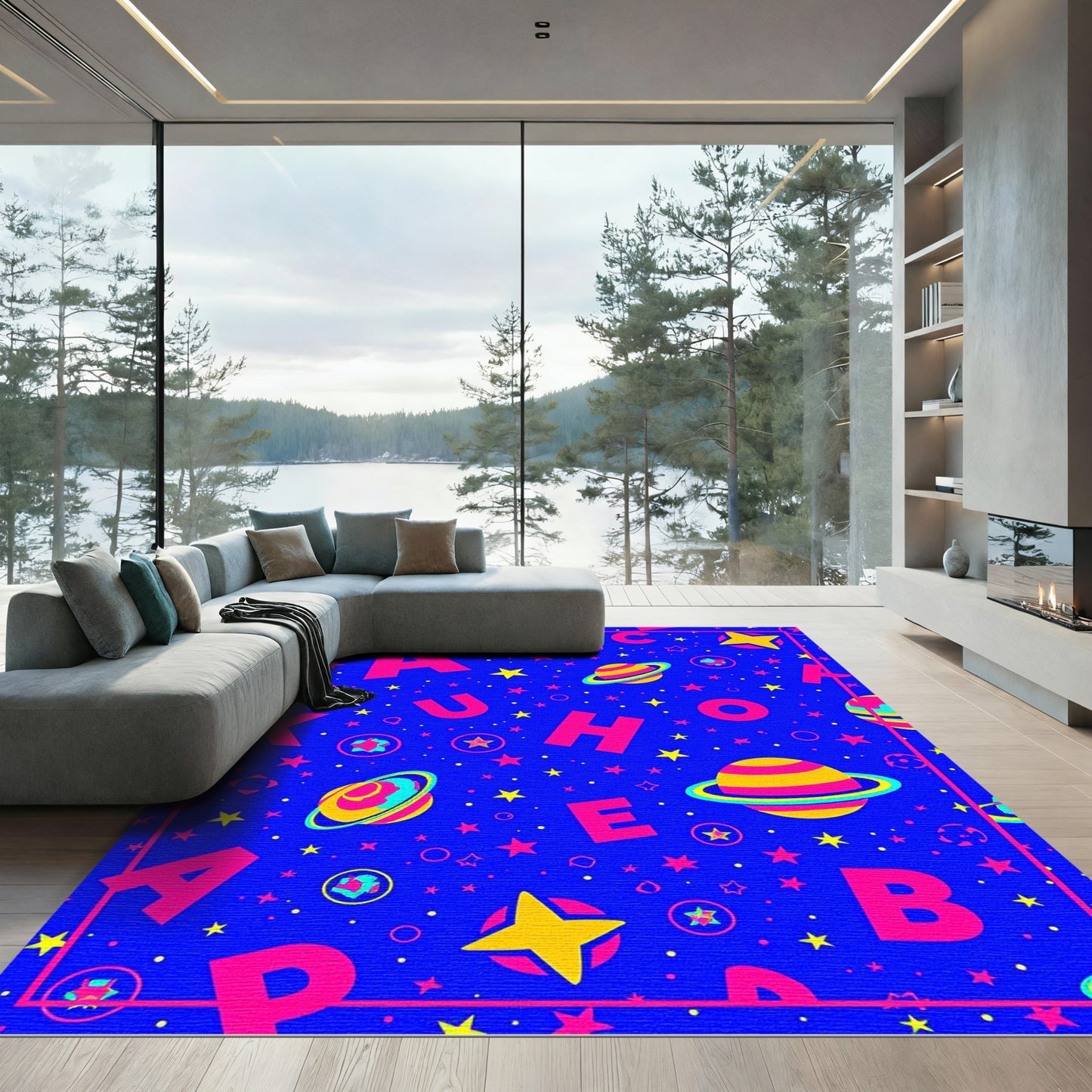 Cosmic Alphabet Planets Stars Rug