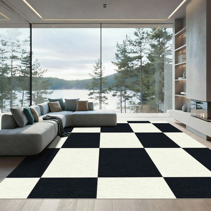Classic Black White Checkerboard Square Rug