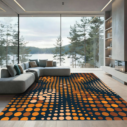 Golden Amber Polka Dot Abstract Art Rug