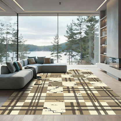 Beach Cottage Lighthouse Plaid Rug
