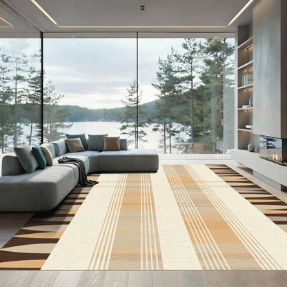 Striped Horizontal Almond Brown Rug
