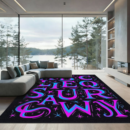 Bright Alphabet Letters Pink Blue Fun Rug